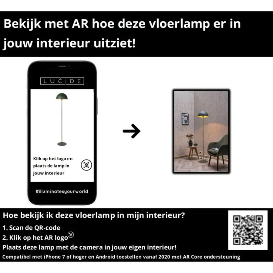 Staande Lampen-Lucide SIEMON Vloerlamp - Groen