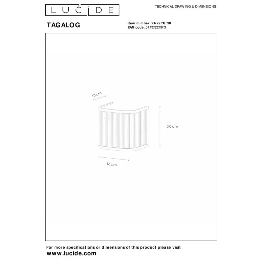 Lucide TAGALOG Wandlamp - Zwart