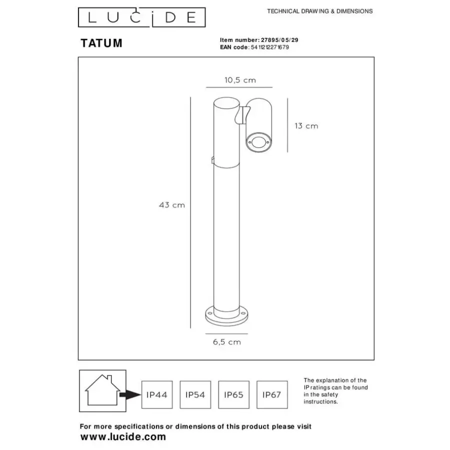 Buitenverlichting|Staande Lampen-Lucide TATUM Sokkellamp - Antraciet
