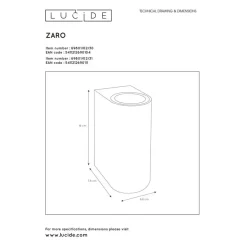 Lucide ZARO Wandspot - Zwart