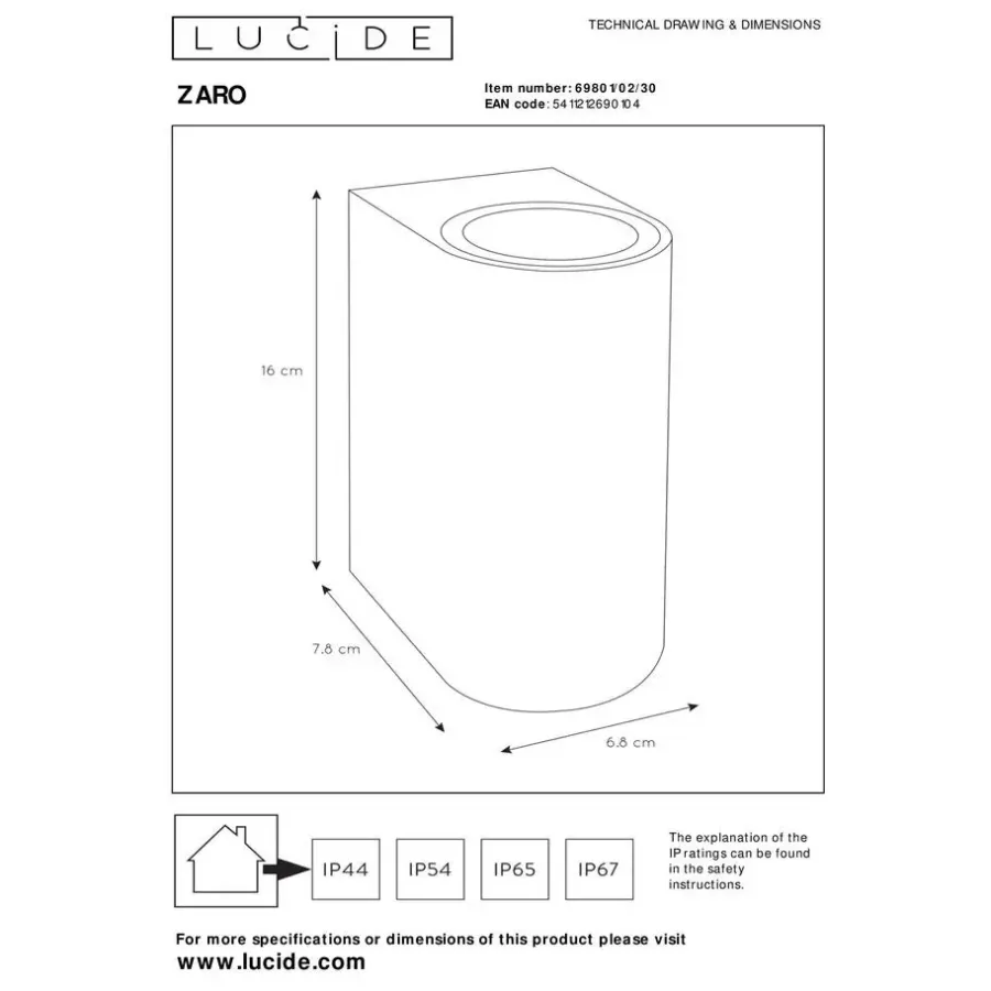 Lucide ZARO Wandspot - Zwart