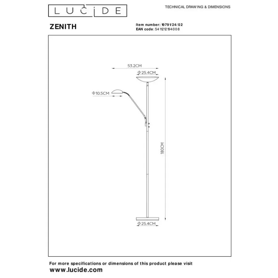 Staande Lampen-Lucide ZENITH Leeslamp - Mat Goud / Messing