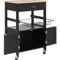 Trolleys-Beliani LUGO - Keukentrolley - Zwart - MDF