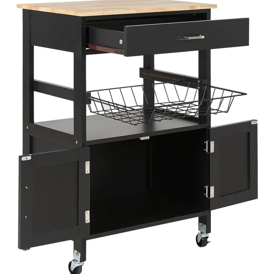 Trolleys-Beliani LUGO - Keukentrolley - Zwart - MDF