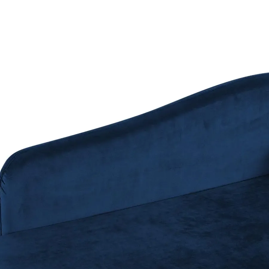 Beliani LUIRO - Chaise longue - Blauw - Rechterzijde - Fluweel