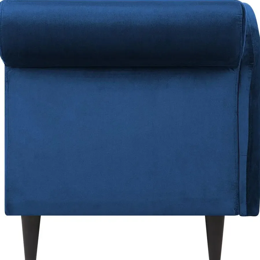 Beliani LUIRO - Chaise longue - Blauw - Rechterzijde - Fluweel