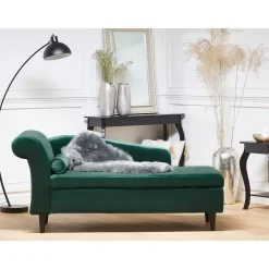 Loveseats-Beliani LUIRO - Chaise longue - Groen - Linkerzijde - Fluweel