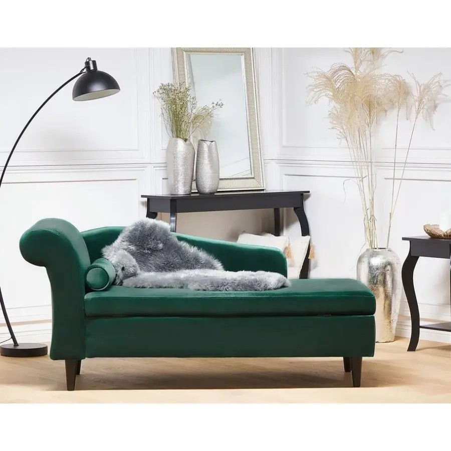 Loveseats-Beliani LUIRO - Chaise longue - Groen - Linkerzijde - Fluweel