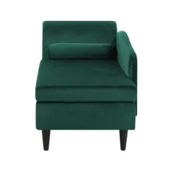 Loveseats-Beliani LUIRO - Chaise longue - Groen - Linkerzijde - Fluweel