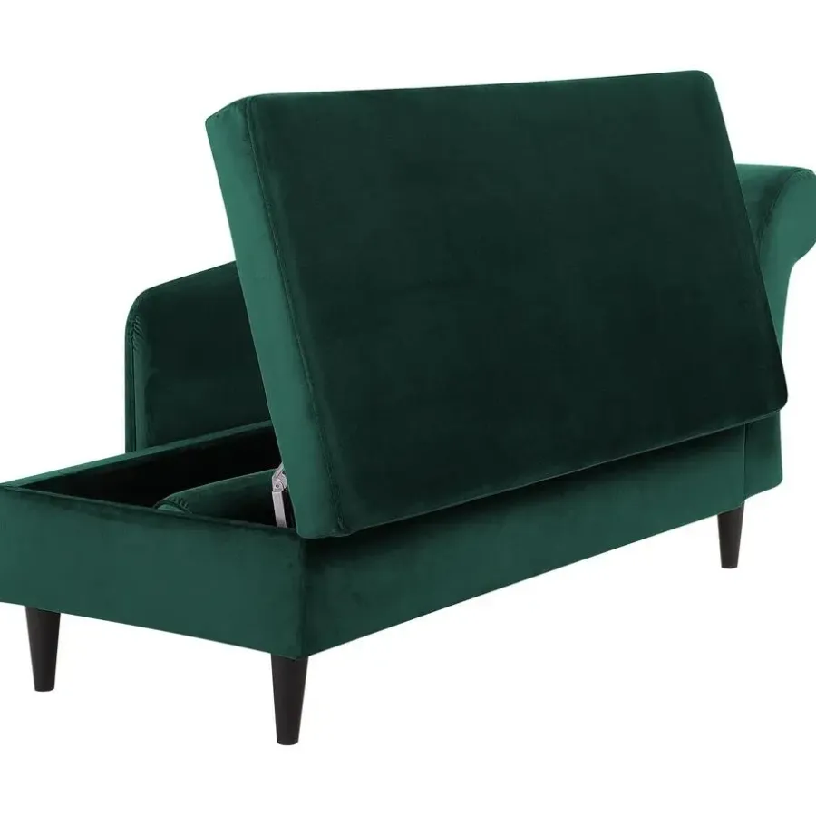 Loveseats-Beliani LUIRO - Chaise longue - Groen - Rechterzijde - Fluweel