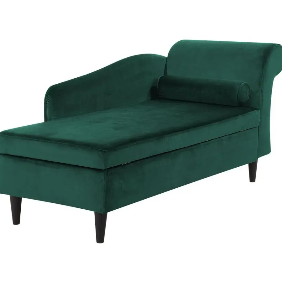 Loveseats-Beliani LUIRO - Chaise longue - Groen - Rechterzijde - Fluweel