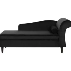 Beliani LUIRO - Chaise longue - Zwart - Rechterzijde - Fluweel
