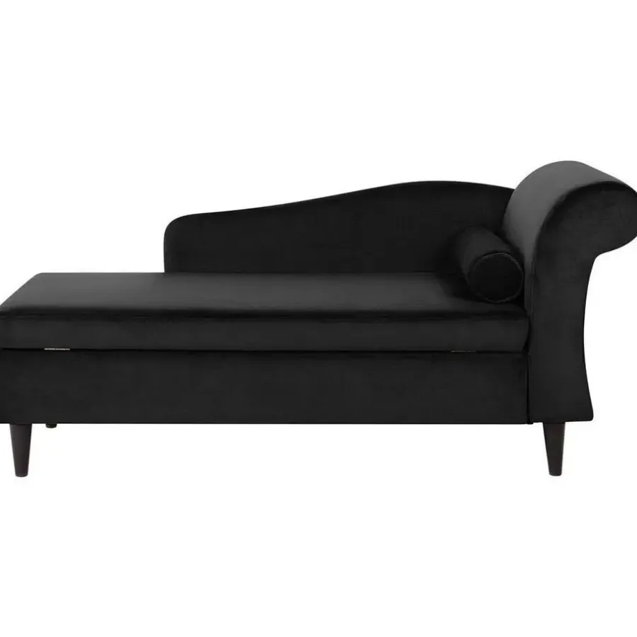 Beliani LUIRO - Chaise longue - Zwart - Rechterzijde - Fluweel