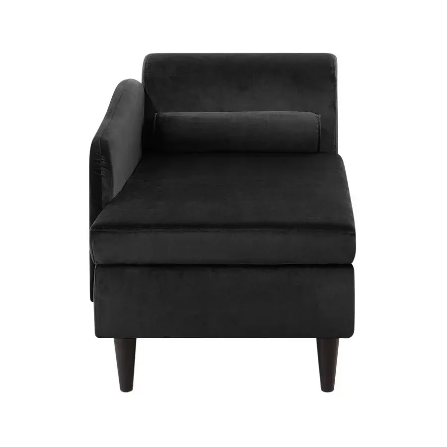 Beliani LUIRO - Chaise longue - Zwart - Rechterzijde - Fluweel