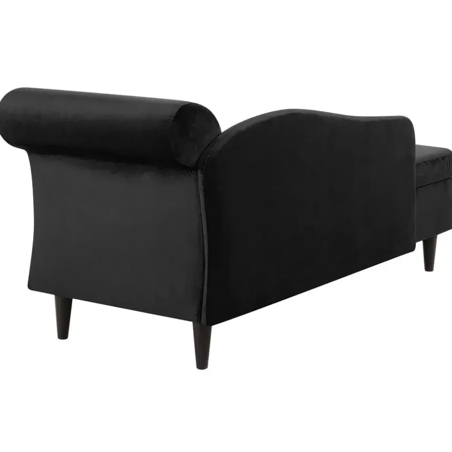 Beliani LUIRO - Chaise longue - Zwart - Rechterzijde - Fluweel