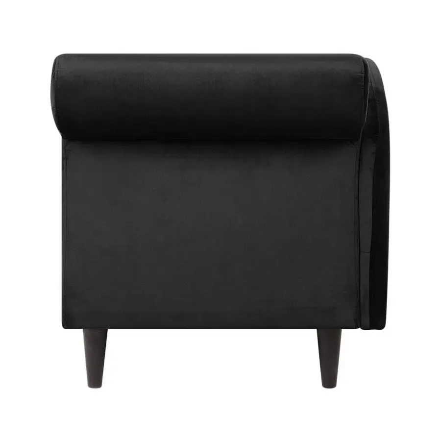 Beliani LUIRO - Chaise longue - Zwart - Rechterzijde - Fluweel