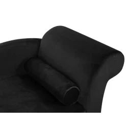 Beliani LUIRO - Chaise longue - Zwart - Rechterzijde - Fluweel