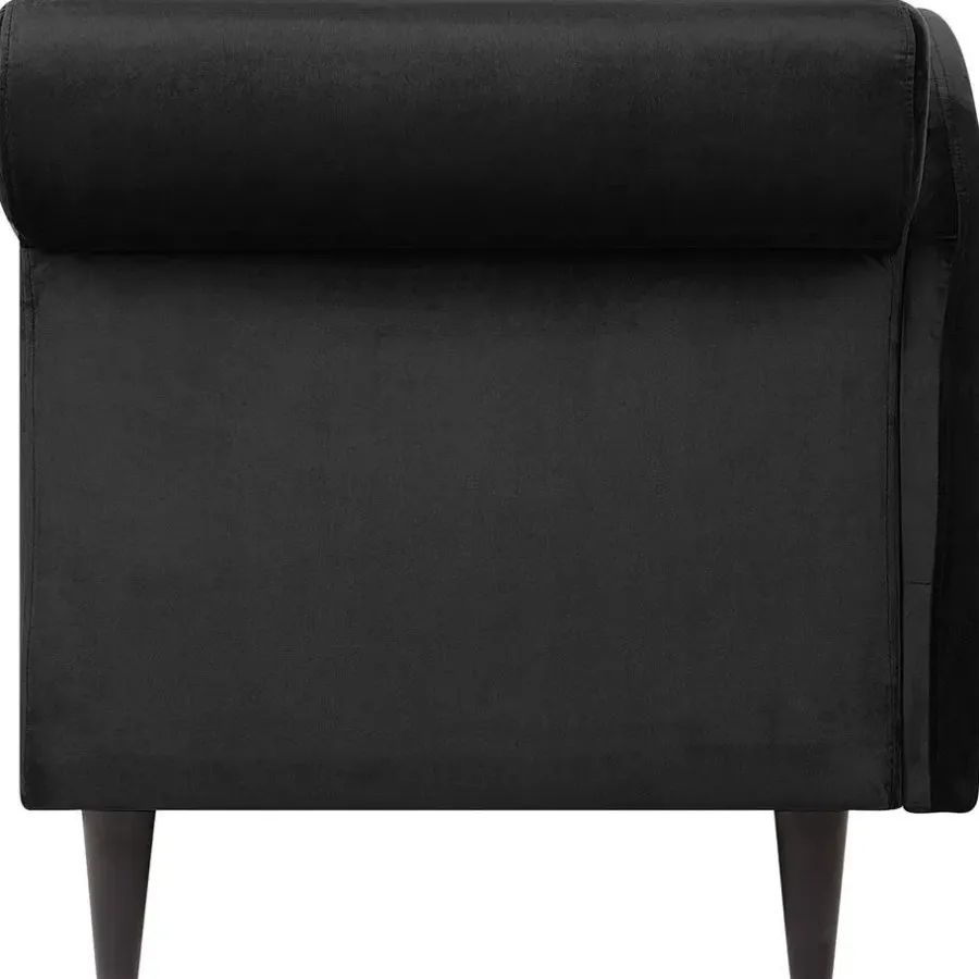 Beliani LUIRO - Chaise longue - Zwart - Rechterzijde - Fluweel