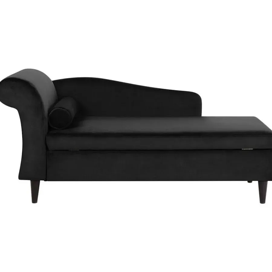 Loveseats-Beliani LUIRO - Chaise longue - Zwart - Linkerzijde - Fluweel