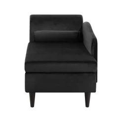 Loveseats-Beliani LUIRO - Chaise longue - Zwart - Linkerzijde - Fluweel