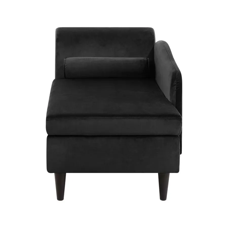 Loveseats-Beliani LUIRO - Chaise longue - Zwart - Linkerzijde - Fluweel