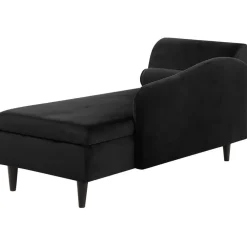 Loveseats-Beliani LUIRO - Chaise longue - Zwart - Linkerzijde - Fluweel