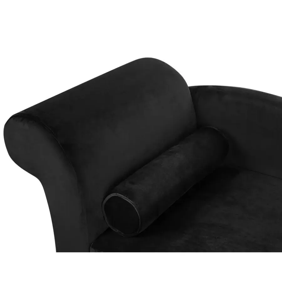 Loveseats-Beliani LUIRO - Chaise longue - Zwart - Linkerzijde - Fluweel