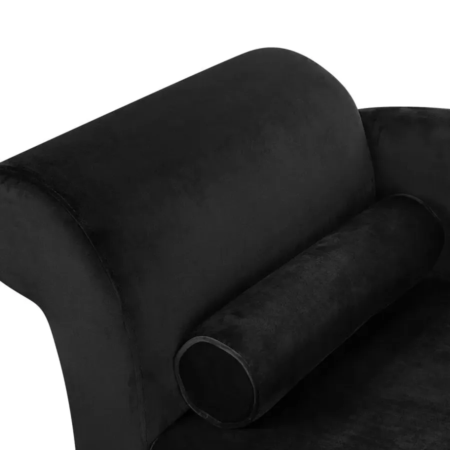 Loveseats-Beliani LUIRO - Chaise longue - Zwart - Linkerzijde - Fluweel
