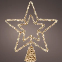 Kerstdecoratie-Lumineo kerstboom piek ster - goud - 26 cm - led
