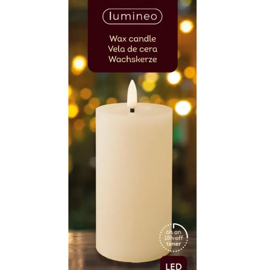 Kaarsen-Lumineo LED kaars - creme wit - D7 x H15 cm - met timer