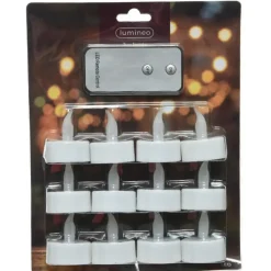 Kaarsen-Lumineo LED waxinelichtjes - 12x stuks - wit