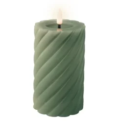 Lumineo Luxe LED kaars - groen - D7,5 x H15 cm - timer