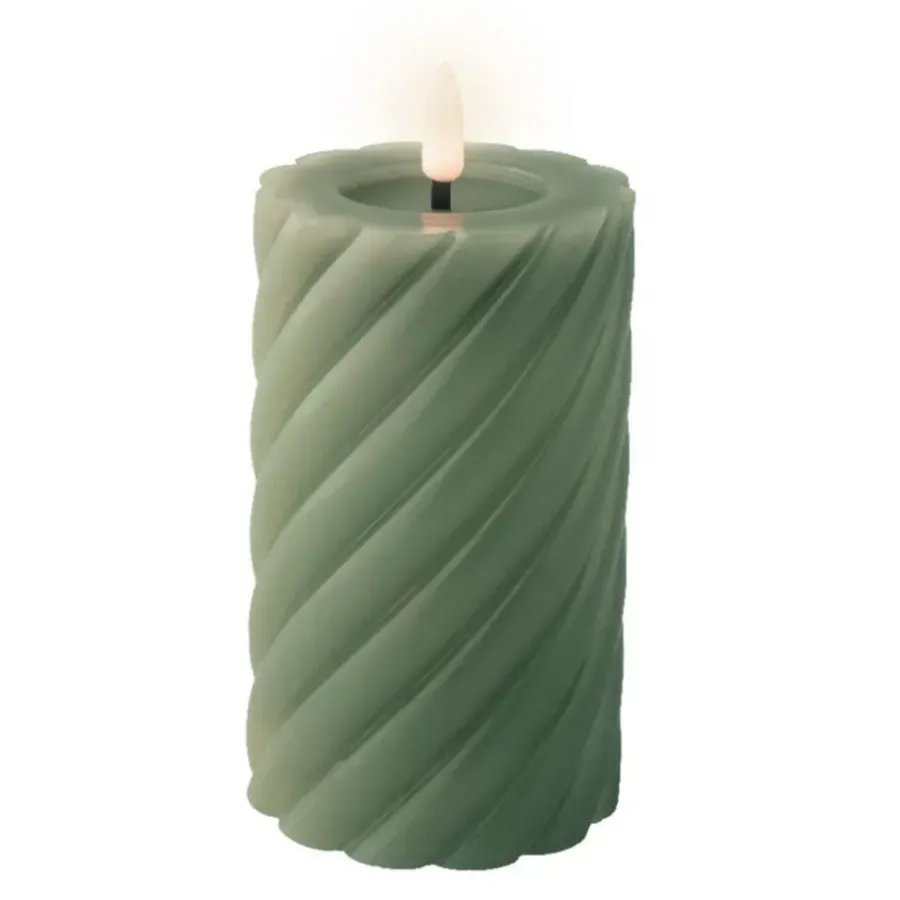 Lumineo Luxe LED kaars - groen - D7,5 x H15 cm - timer