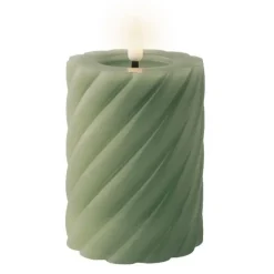 Lumineo Luxe LED kaars - groen - D7,5 x H12,3 cm - timer