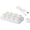 Lumineo Oplaadbare LED theelichtjes/waxinelichtjes - 8x - D4 cm