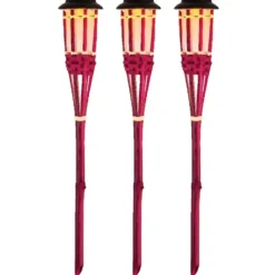 Lumineo Tuinfakkel Bodi - solar - roze - vlameffect - 54 cm