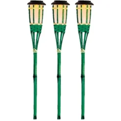 Lumineo Tuinfakkel Bodi - solar - groen - vlameffect - 54 cm