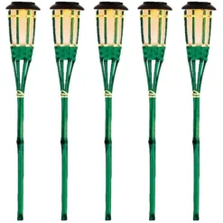 Lumineo Tuinfakkel Bodi - solar - groen - vlameffect - 54 cm