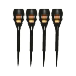 Buitenverlichting|Prikspots-Lumineo Tuinfakkels - 4x stuks - Solar licht - vlameffect - 27 cm