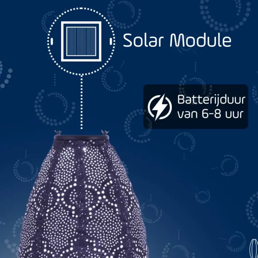 Lichtsnoeren-Lumiz Lampion op zonne energie - Solar tuinverlichting - Paris Set - 5 stuks