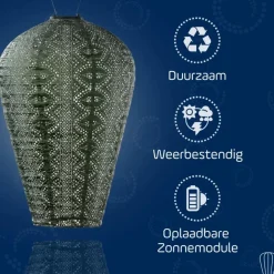 Lichtsnoeren-Lumiz Lampion op zonne energie - Solar tuinverlichting - Monaco Set - 3 stuks