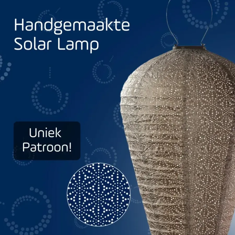 Buitenverlichting-Lumiz Solar Buitenlampion - Sashiko Balloon - XL - Licht Taupe
