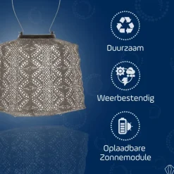 Lumiz Solar Lampion Lace Lamp - 20 cm - Taupe