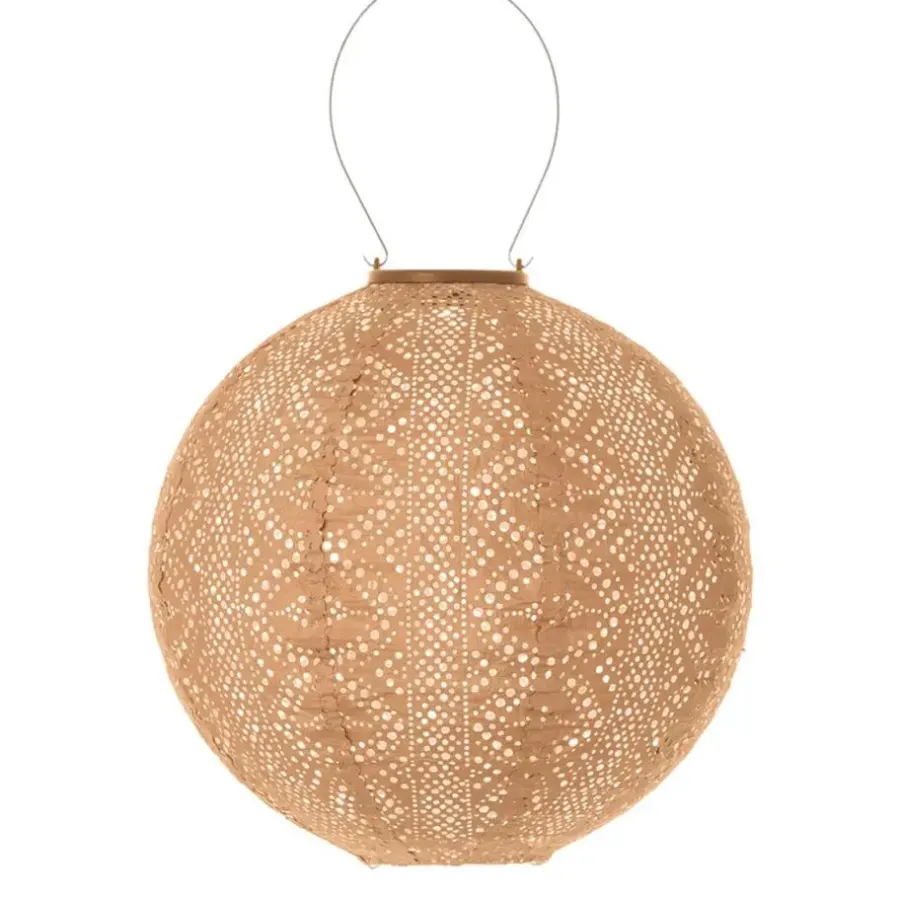 Lichtsnoeren-Lumiz Solar Lampion Lace Rond - 30 cm - Abrikoos