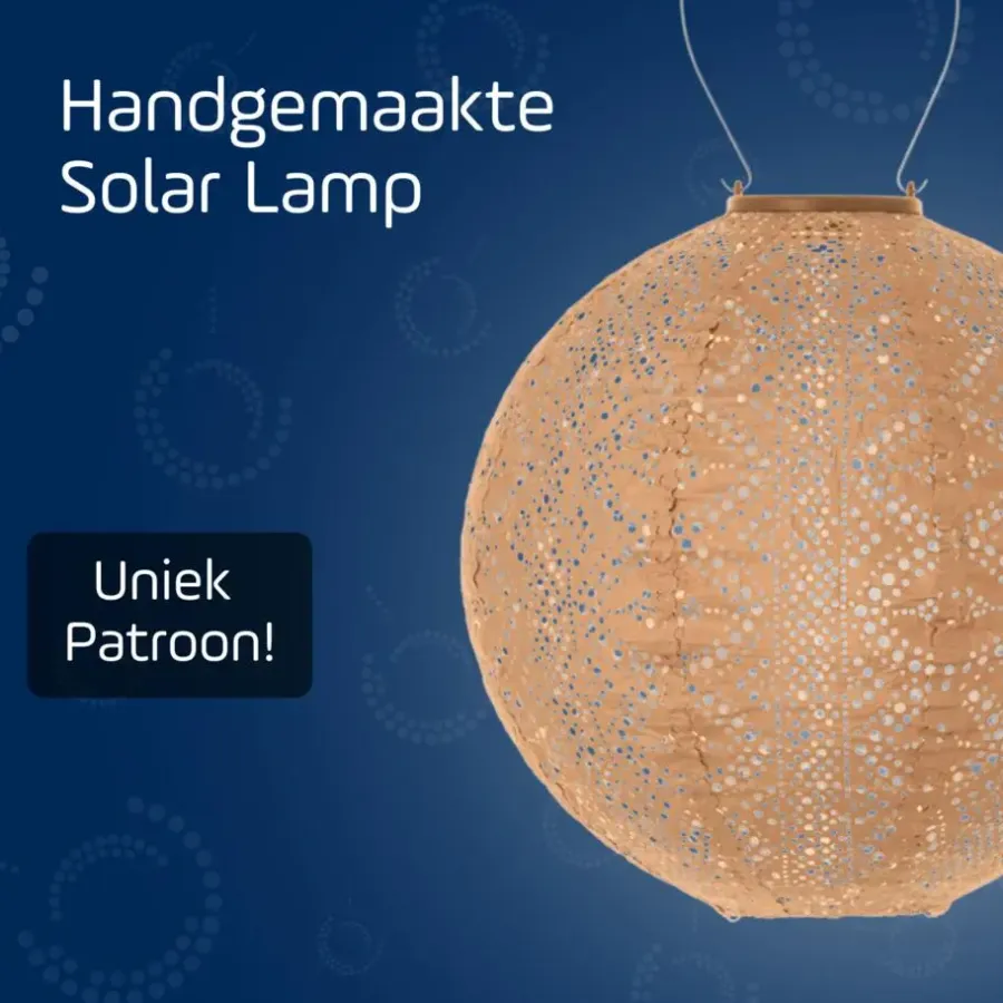 Lichtsnoeren-Lumiz Solar Lampion Lace Rond - 30 cm - Abrikoos