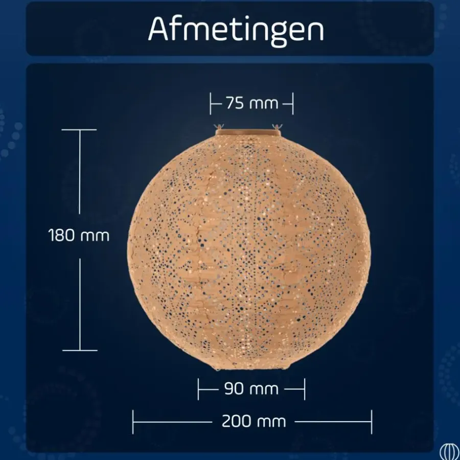 Lichtsnoeren-Lumiz Solar Lampion Lace Rond - 30 cm - Abrikoos