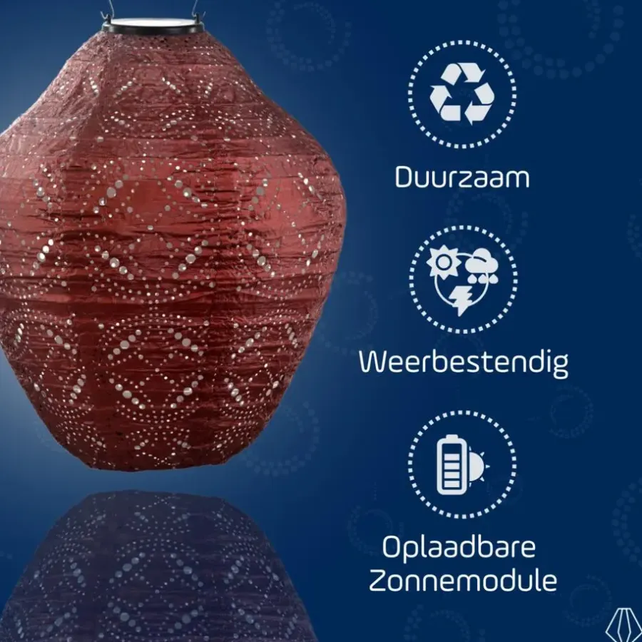 Buitenverlichting-Lumiz Solar Lampion Mandela Jar - 30 cm - Koper