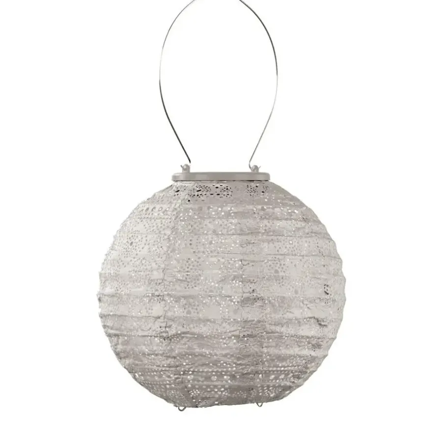Buitenverlichting-Lumiz Solar Lampion Spectare Rond - 20 cm - Licht Taupe