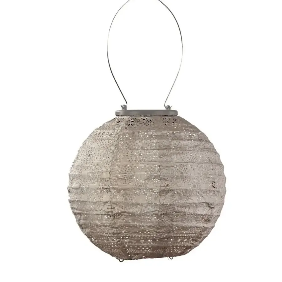 Buitenverlichting-Lumiz Solar Lampion Spectare Rond - 20 cm - Licht Taupe