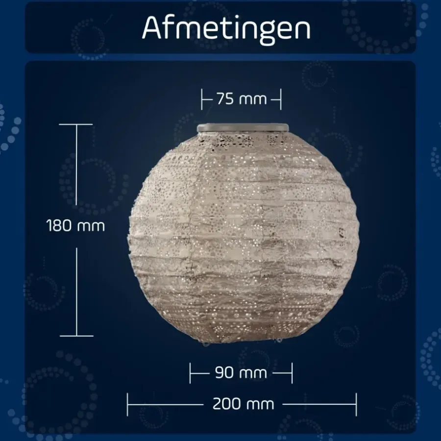 Buitenverlichting-Lumiz Solar Lampion Spectare Rond - 20 cm - Licht Taupe